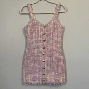 Walter Baker Pastel Tweed Button-Down Dress